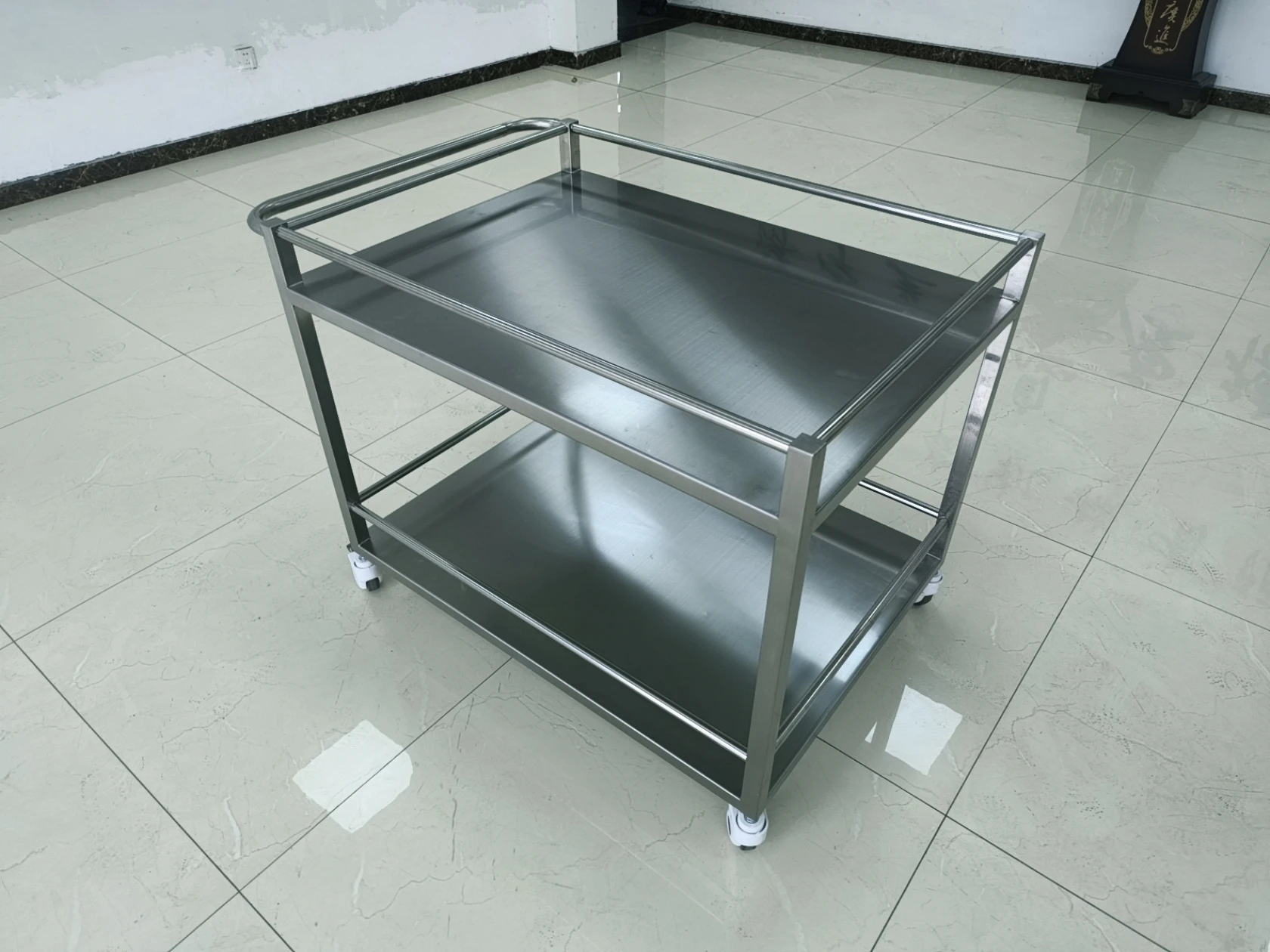 Stainless Steel Trolley for Laboratory Use Small Mobile Cart for Chemicals and Medicines