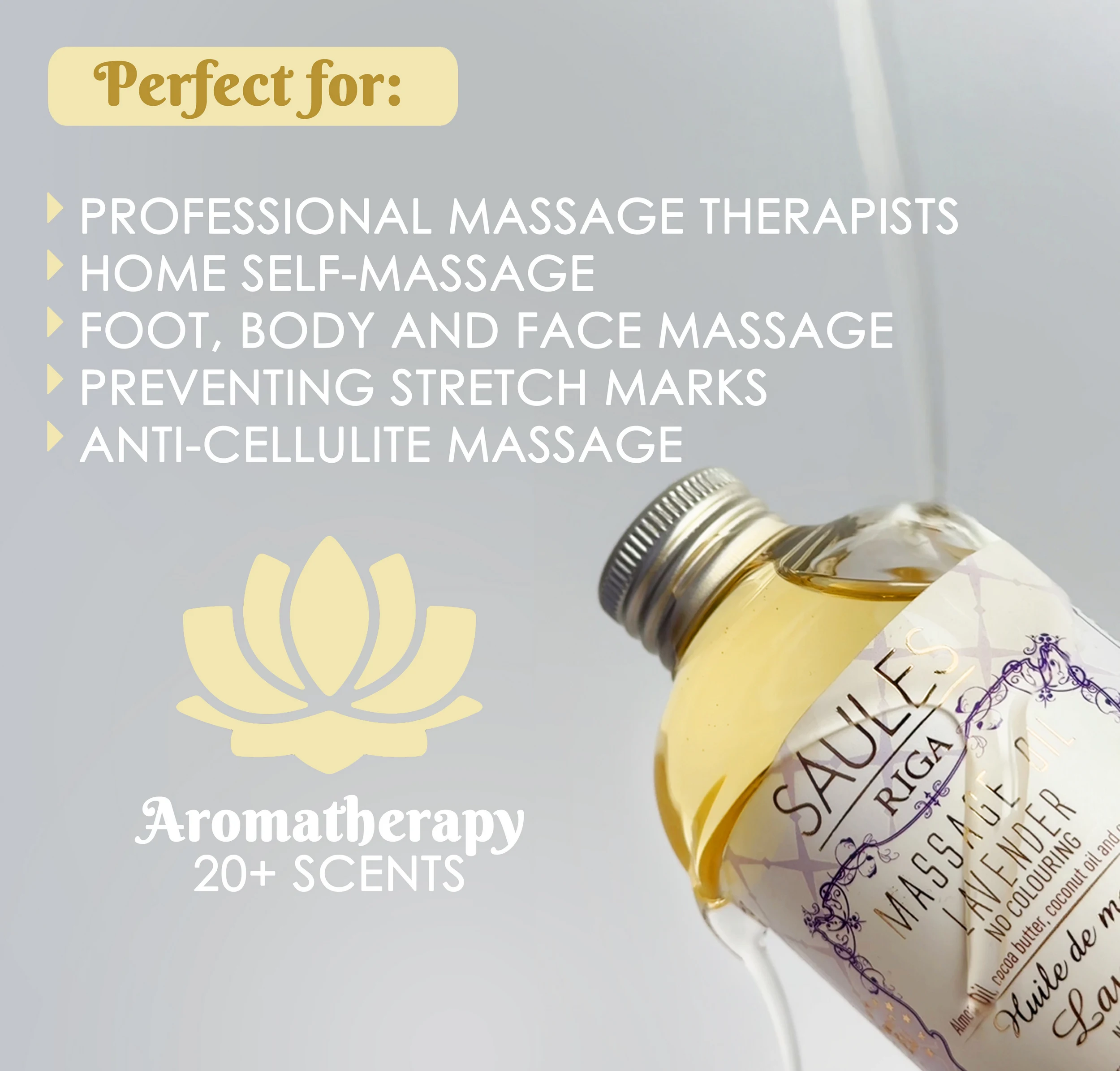 Hot Selling Anti-Aging Aromatherapy Spa Ritaual Lavender fragrance Massage Oil 100% Organic Slimming Effect