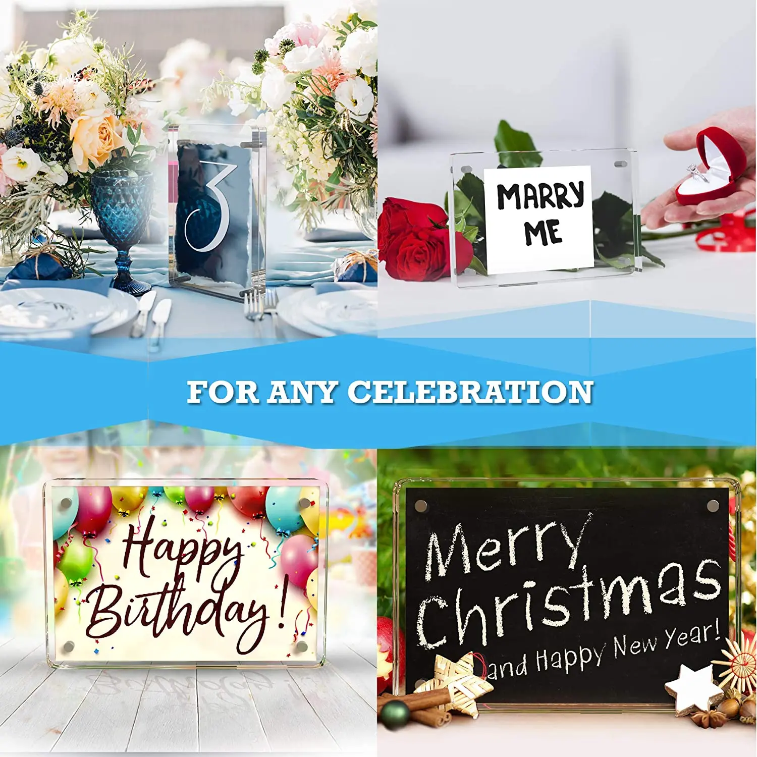 Double Sided Frameless Picture Frame Clear Acrylic Block Frame Custom Wholesale Magnetic Acrylic Photo Frames Stainless Steel