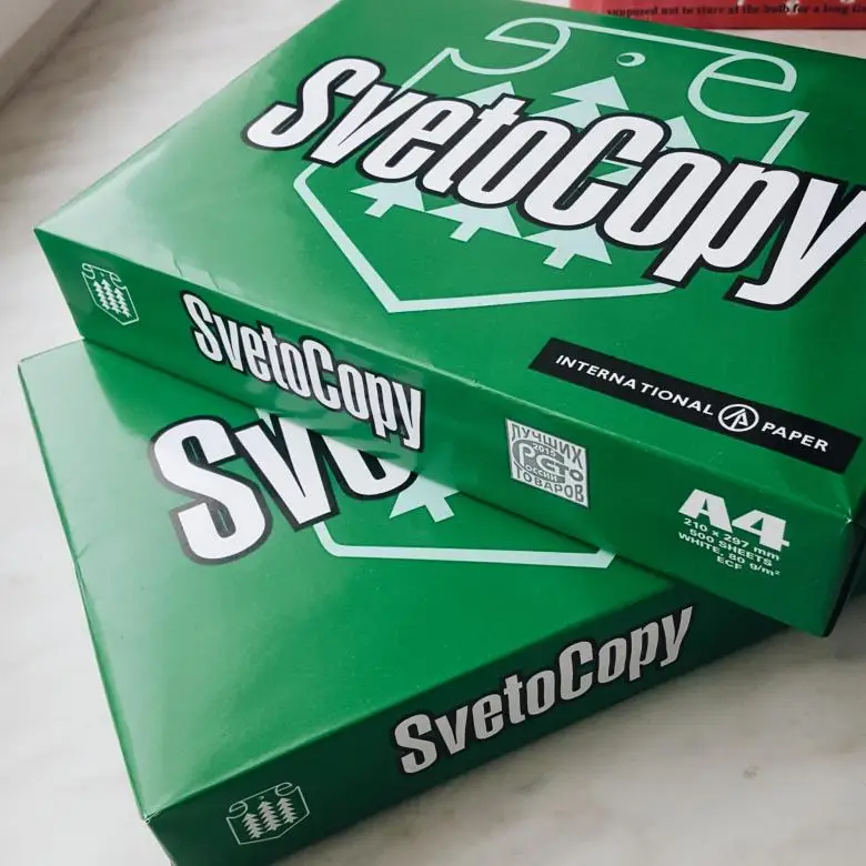 Оптовая продажа дешевая копировальная бумага Svetocopy A4 70-80gsm для высококачественных копий