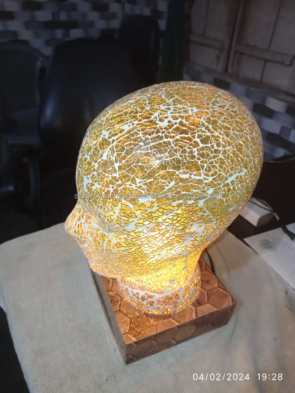 Man face quality mosaic glass table lamp Colorful Moroccan Bedside Stained Glass Lamp Turkish Swan Neck Mosaic Table Lamp