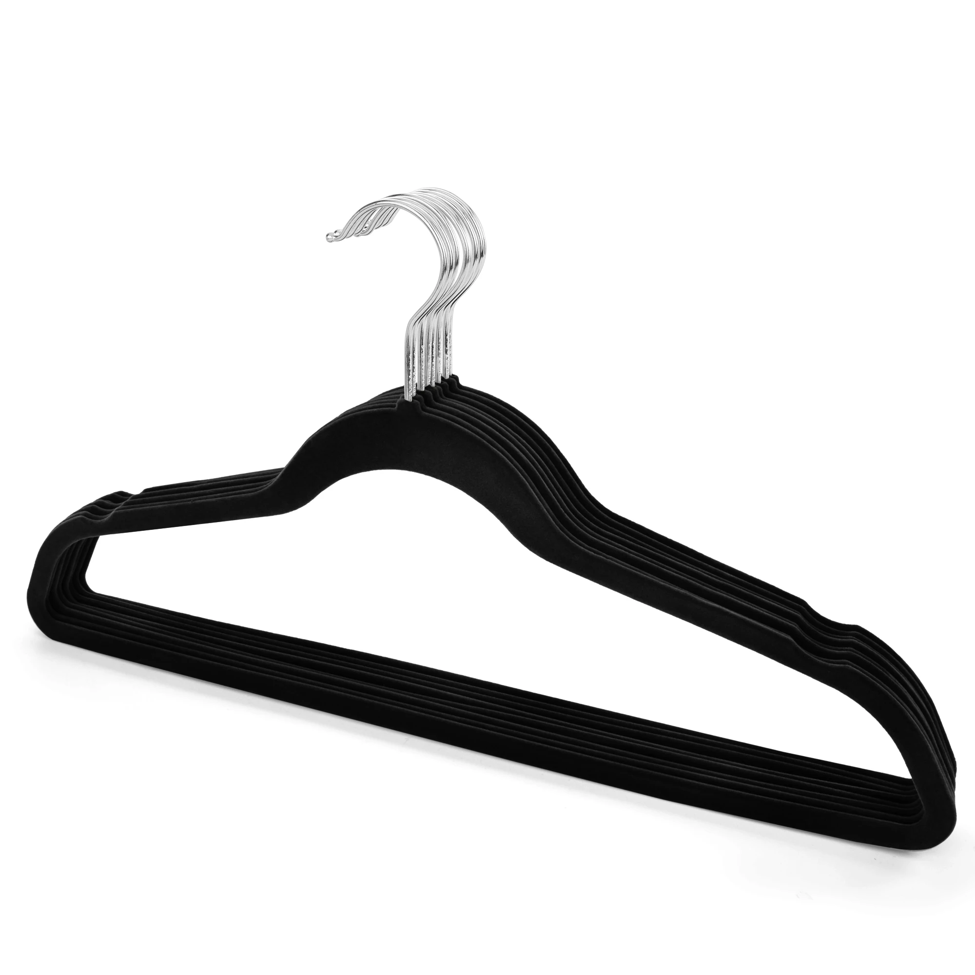Flocked Wholesale Basic Custom Non Slip Ultra Thin Black Velvet Clothes Hanger