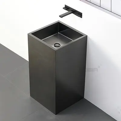 Customized size  Square Solid surface Stainless Steel Pedestal wash basin bathroom sink