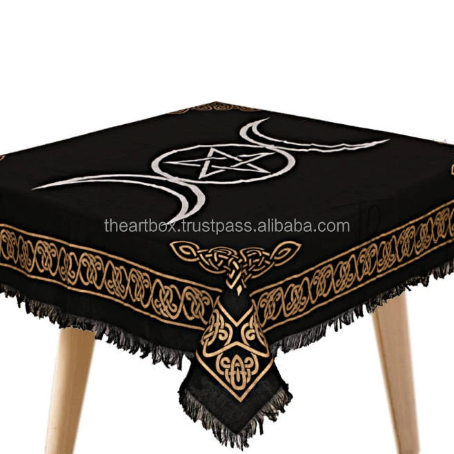 Indian Temple Cotton Fabric Screen Printed Table Cover Altar Cloth Aasan Cloth Banquet Table Cloths Square Striped Alter Clothes