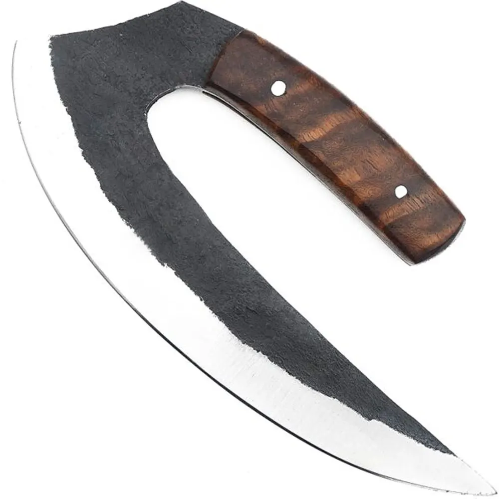 Handmade Damascus Steel ulu knife Hand-Forged pizza Axe Pizza Cutter ulu knife made with damascus steel