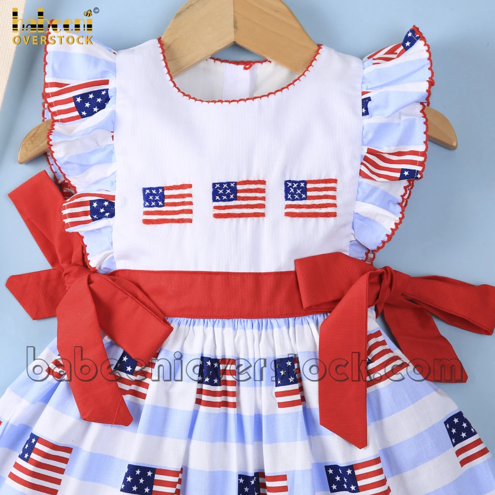 4th of July graceful baby dress ODM OEM wholesale smocked girl dress high quality Babeeni Brand - BB1870