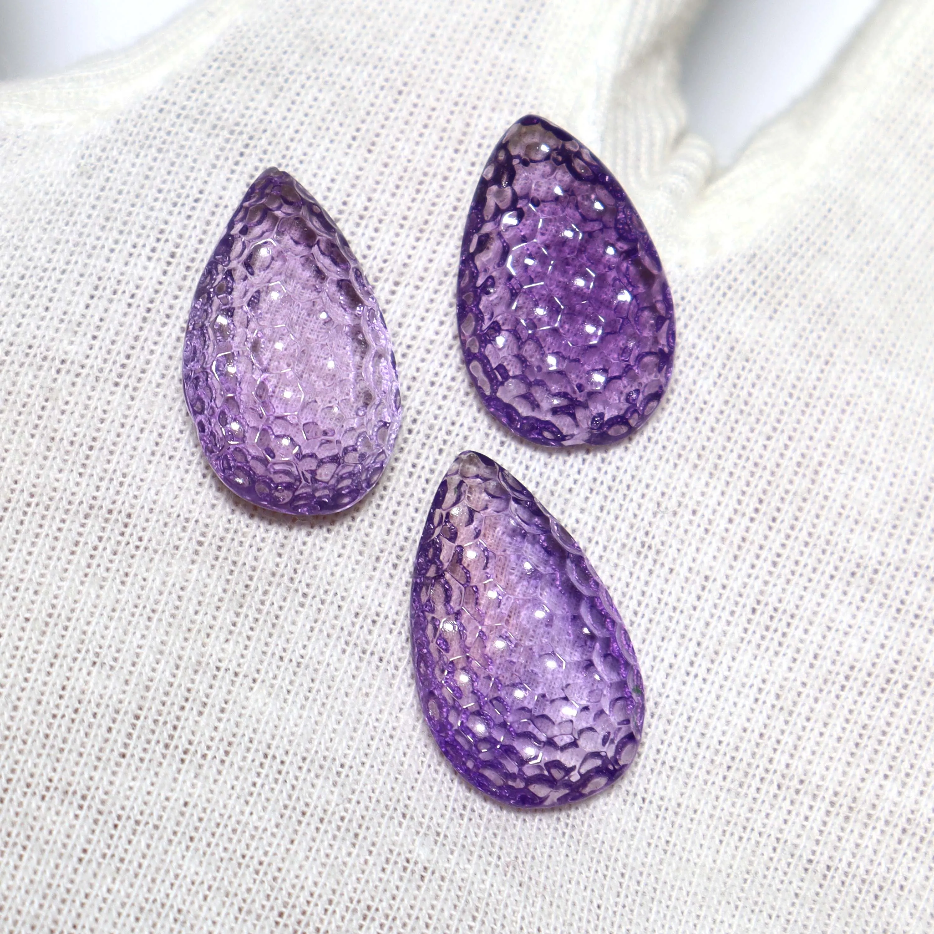36 Carat Amethyst Carving Amethyst Honey Comb Pattern Carving Cabochon Natural Carving Amethyst Gemstone Cabochon