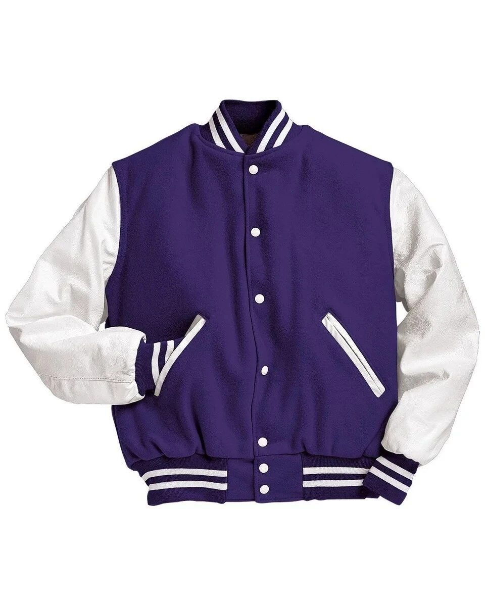 Purple Premium Unisex Fashion Custom Logo Casual OEM Chenille Letterman Varsity Jackets For Men Women