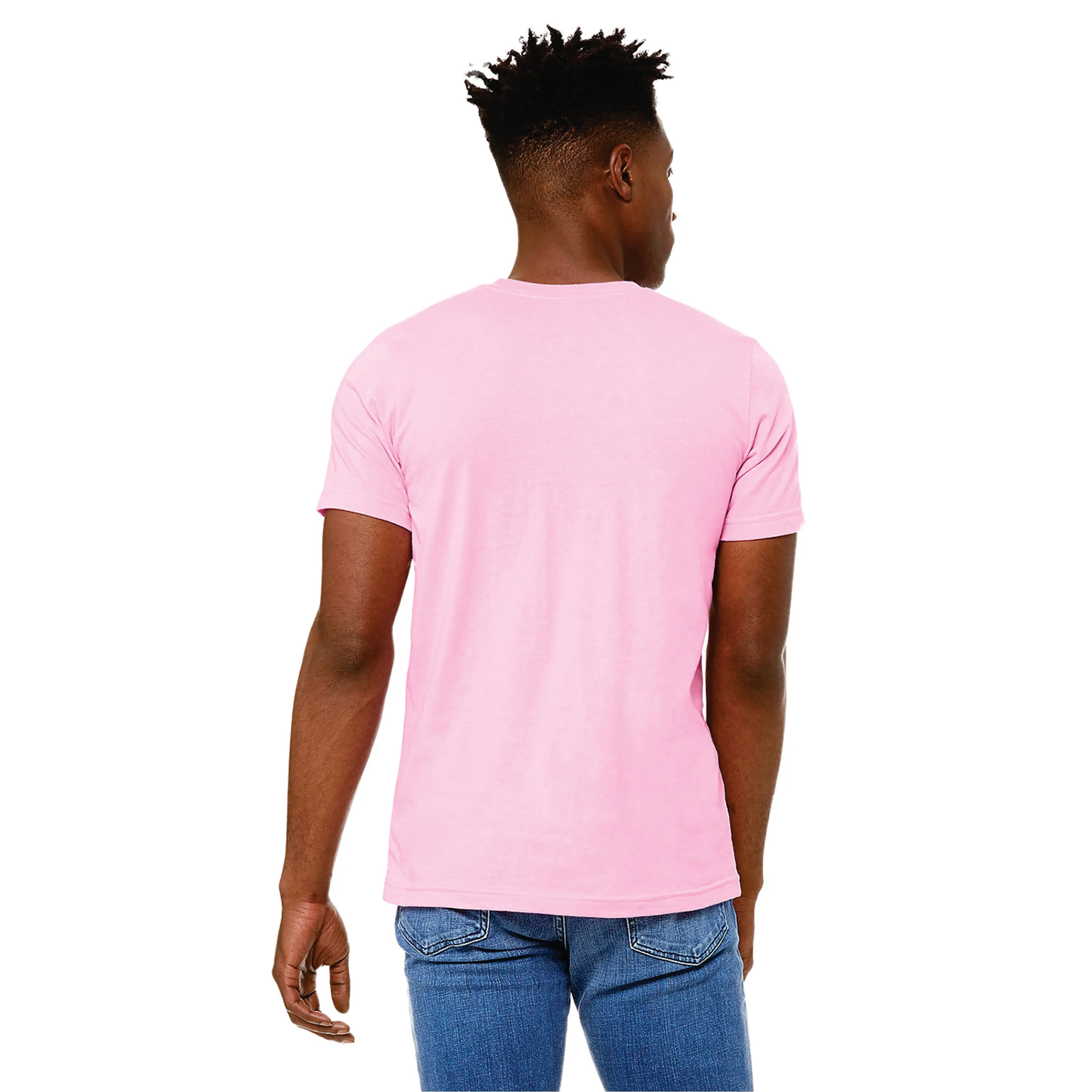 Heather Bubble Gum Unisex CVC Short Sleeve T-Shirt: 52% Airlume Combed and Ring Spun Cotton, 48% Poly, 32 Singles, 4.2 oz