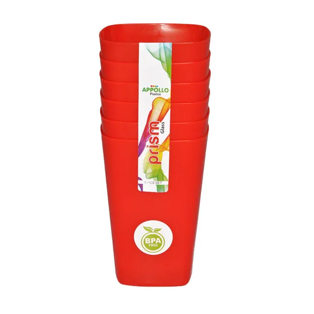 Prism Glass 6pc Pack (250ml) Reusable Plastic DRINKING Cup