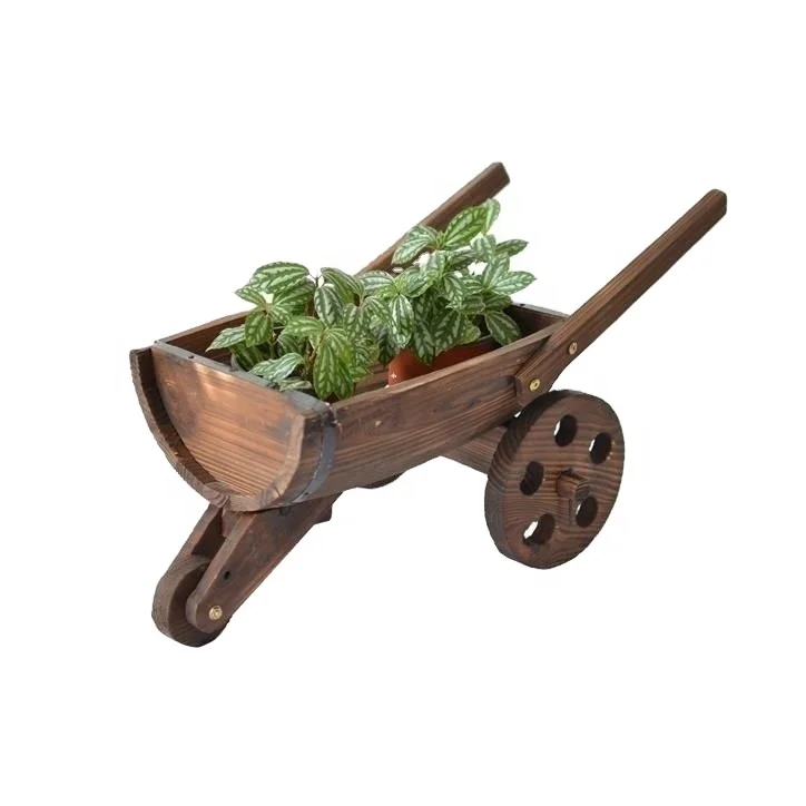 Rustic Wooden Planter Wagons Garden, Backyard, Patio, Balcony  Decoration Wood Planter Boxes