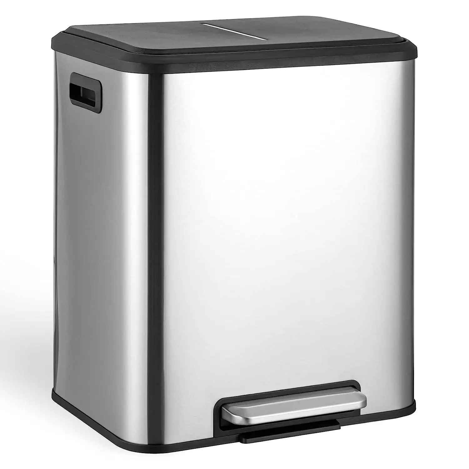 30 Liter/8 Gallon Rectangular  Stainless Steel Dual Compartment Kitchen Trash Can