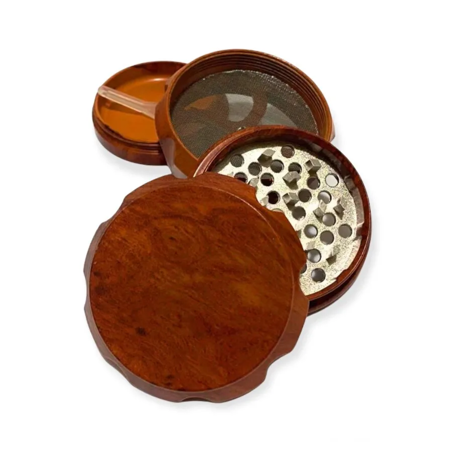 Natural Wood Grinder - Handmade Eco Minimalist 3 pieces Matte Herb Grinder Aluminum herb grinder price  products