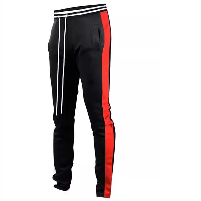 Красно-белые полосатые дизайнерские брюки с эластичным поясом для фитнеса мужские быстросохнущие спортивные из 100% хлопка бега