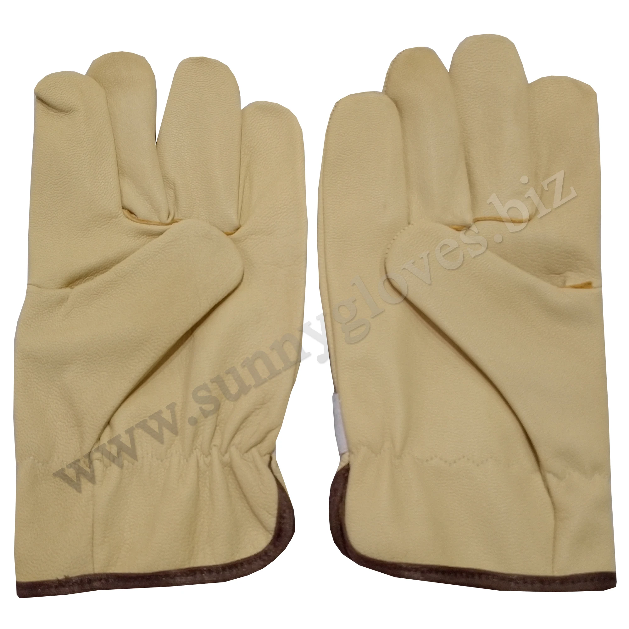 100% Durable Full Grain in Stock Work Construction Driver goatskin Industrial Leather Working Gloves with Slip on Cuff