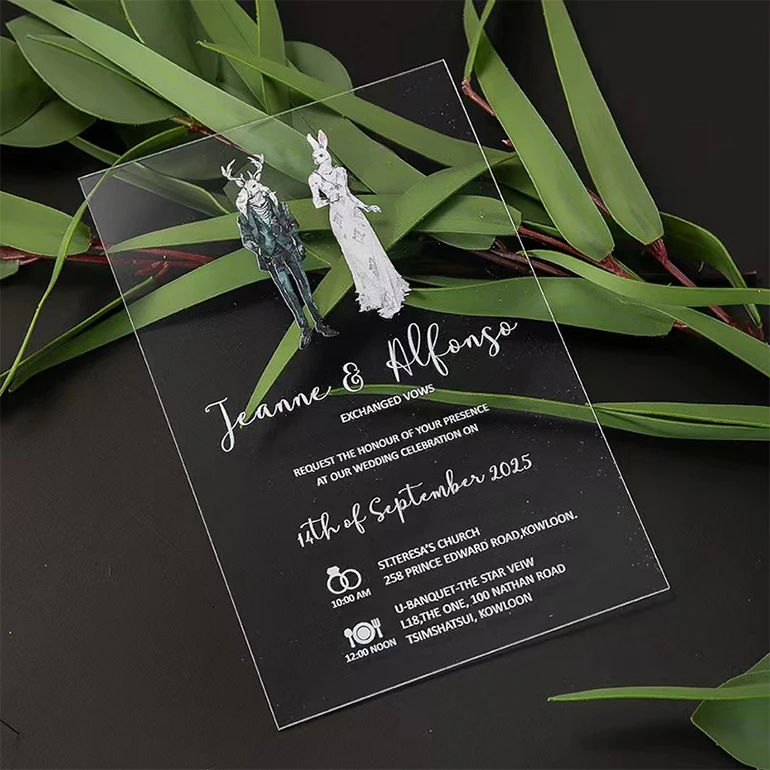 Customize laser cut wedding invitation cards high quality party invitation paper custom acrylic marriage invitation