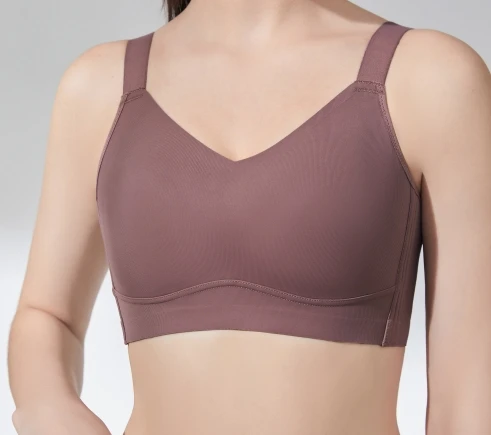 Full cup ladies Thin Soft underwear Big Size V-neck Jelly bar comfort support Anti droop Wireless gather 34G seamless Sports bra