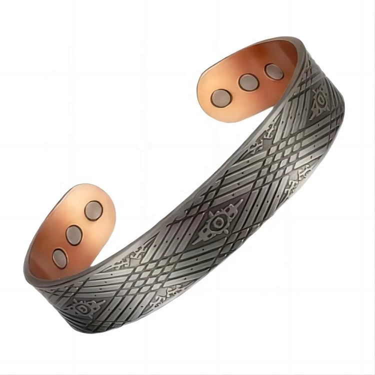 Pure Copper Jewelry Adjustable Cuff Bangle Magnetic Therapy Bracelet for Arthritis Pain Relief