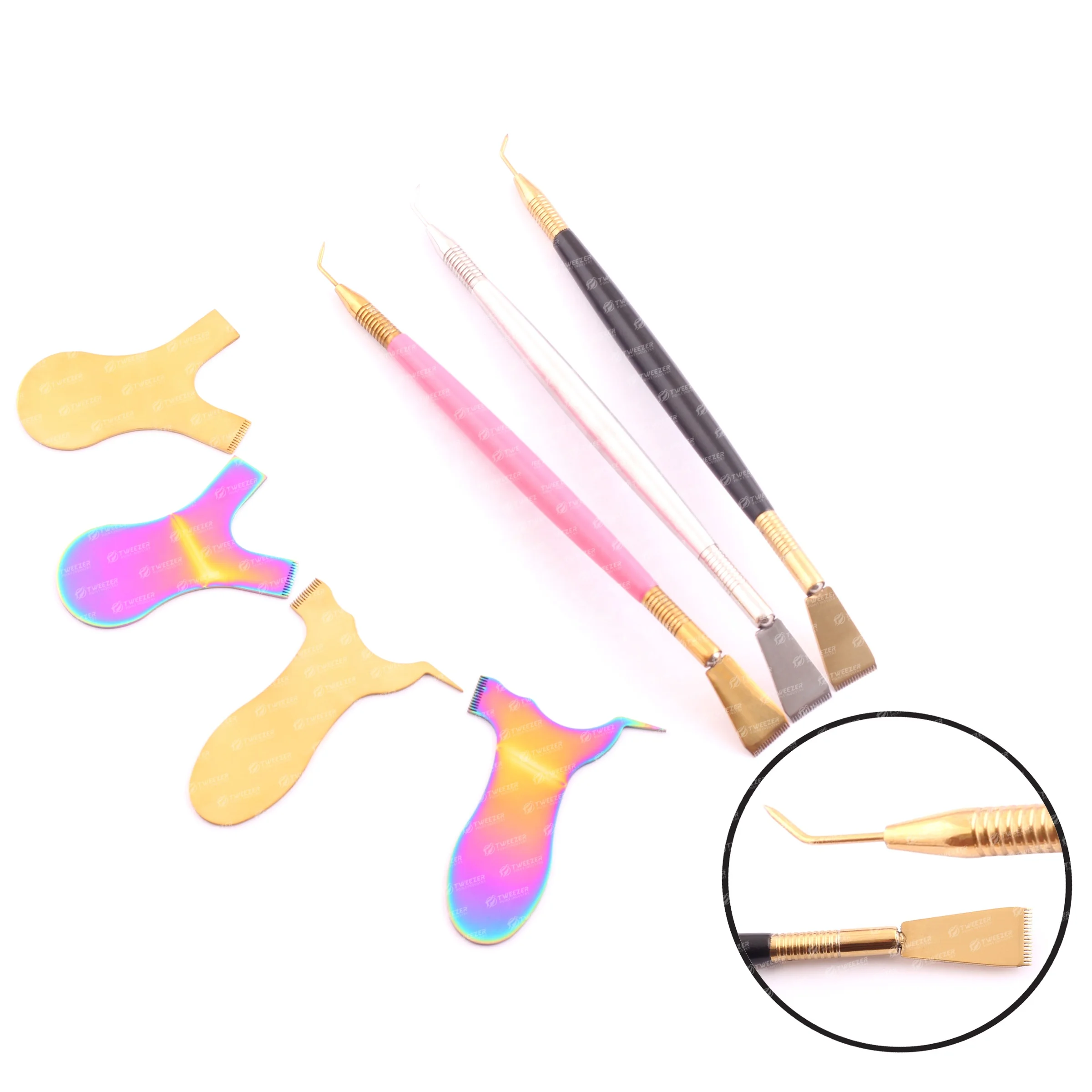 Оптовая продажа высококачественный инструмент для подъема и разделения ресниц из нержавеющей стали прививки с индивидуальным цветом