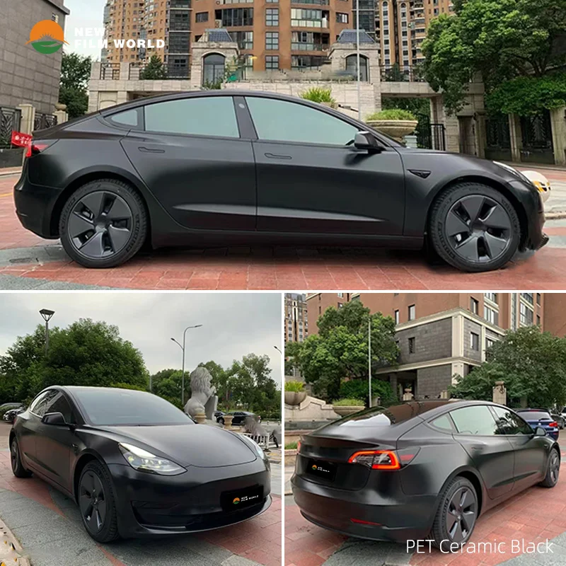 PET Ceramic Black Car Wrap Film car wrapping film vinyl Stickers Glossy car wrap vinyl film