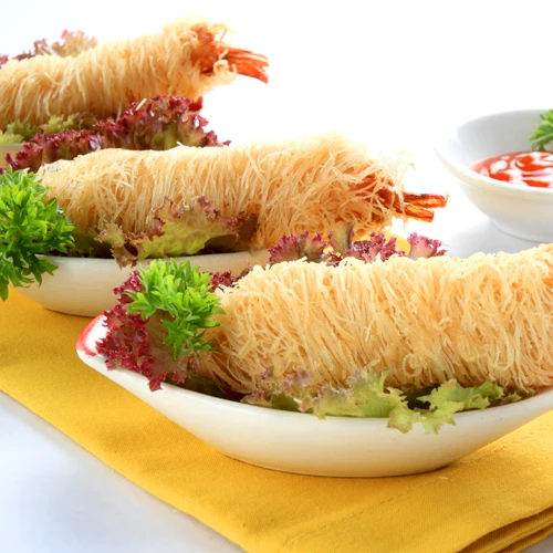 Premium Greek Dessert Crunchy Plain Kataifi In Yellow Deep Fried Process Bag Packaging Wholesale Produced In Vietnam