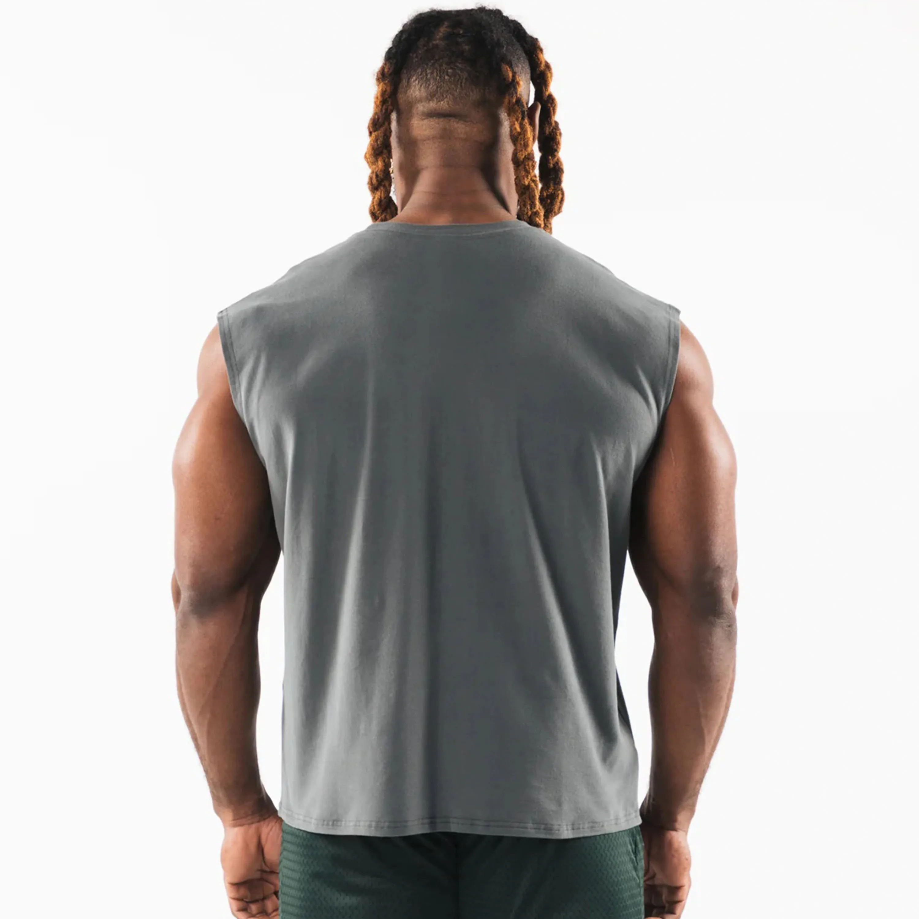 Solid Color Seamless Sleeveless Gym Wear Tank Top For Training Sports Singlets Male Casual Vest Deep Cut Tank Top For Men