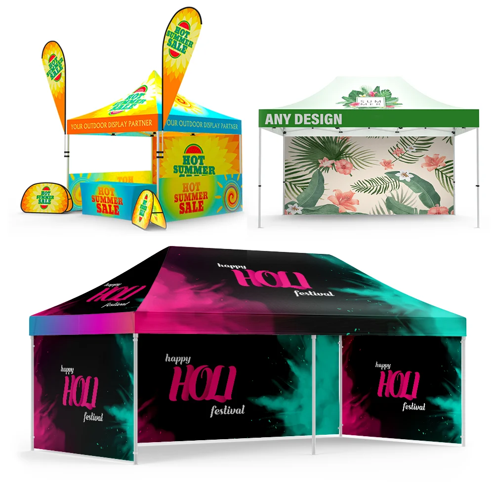 40mm Hex Aluminum 600D Canvas Promotional Business Canopy Tent Custom Pop up Canopy Tents 10 X 10 with logo