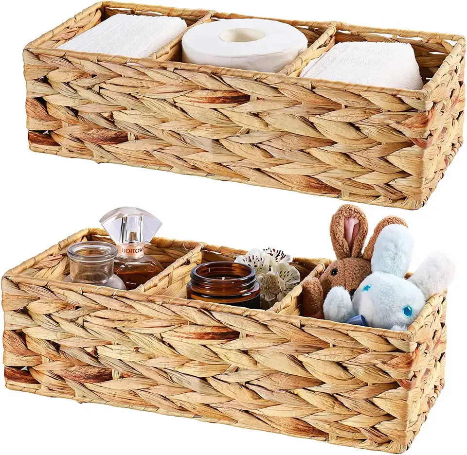 Modern Home Decor Hyacinth Tray Basket Water Hyacinth Woven Straw Basket Seagrass Rattan Gift Tray from Factory for Toys