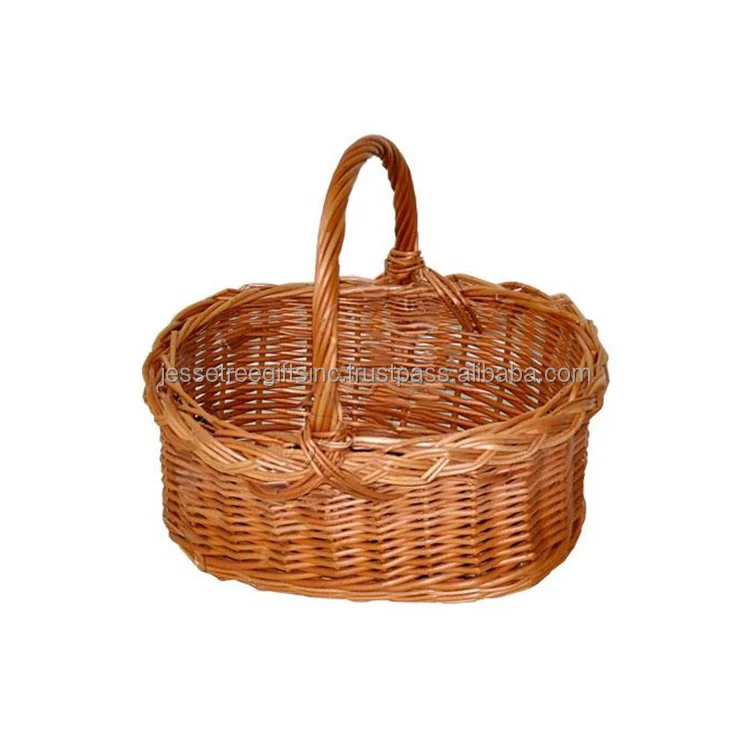 Decorative Garden Wicker Basket With Natural Finishing Oval Shape High Quality for Storage & Organization Wholesale Price