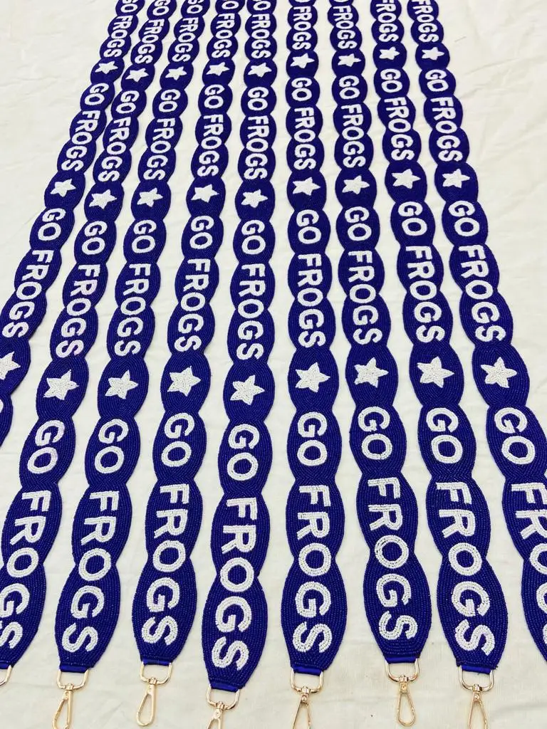 Handmade Seed Beaded Strap New Trendy XL Size Star Design with Single Embroidery Customized Sequin Bag Strap Beaded Belts