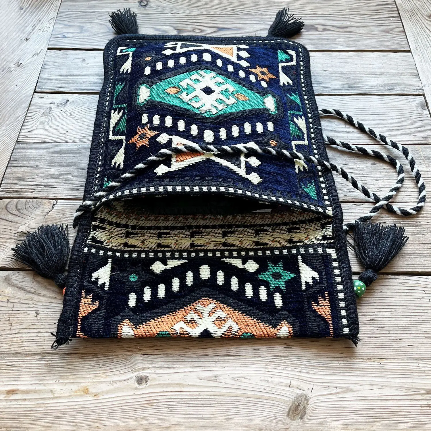 Anatolian Oriental Authentic Patterned Saddlebag  Milas Dark Blue