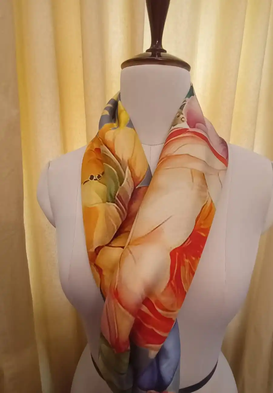 Handmade 90x90cm Custom Silk Scarf Scarves Ladies 100% Pure Silk Scarf Silk Shawls from india