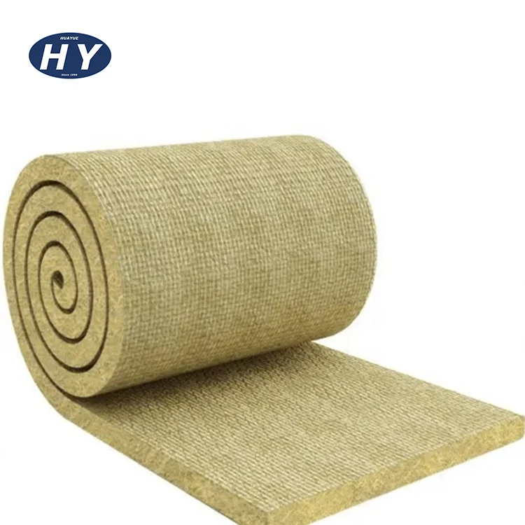 High Density Soundproof Insulation Material Rock Mineral Wool Blanket With Wire Mesh For Public Building