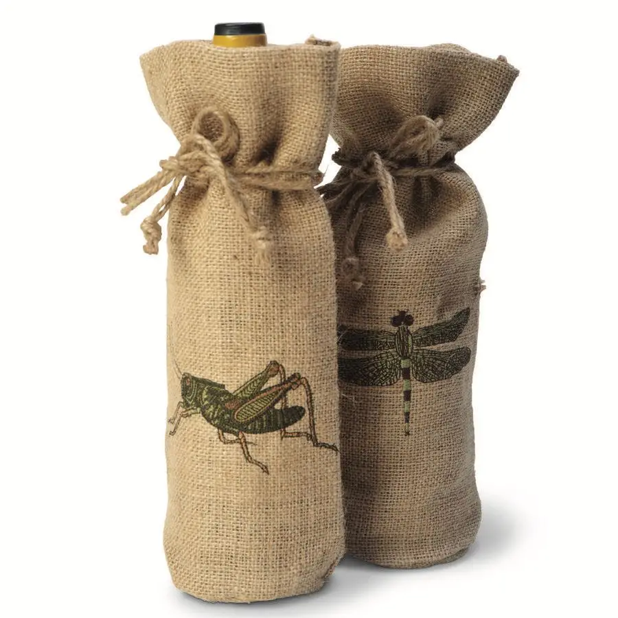 Eco-Friendly Reusable Jute Wine Tote Bags with Custom Logo Screen Printing and Cotton Handle for Gifts in India
