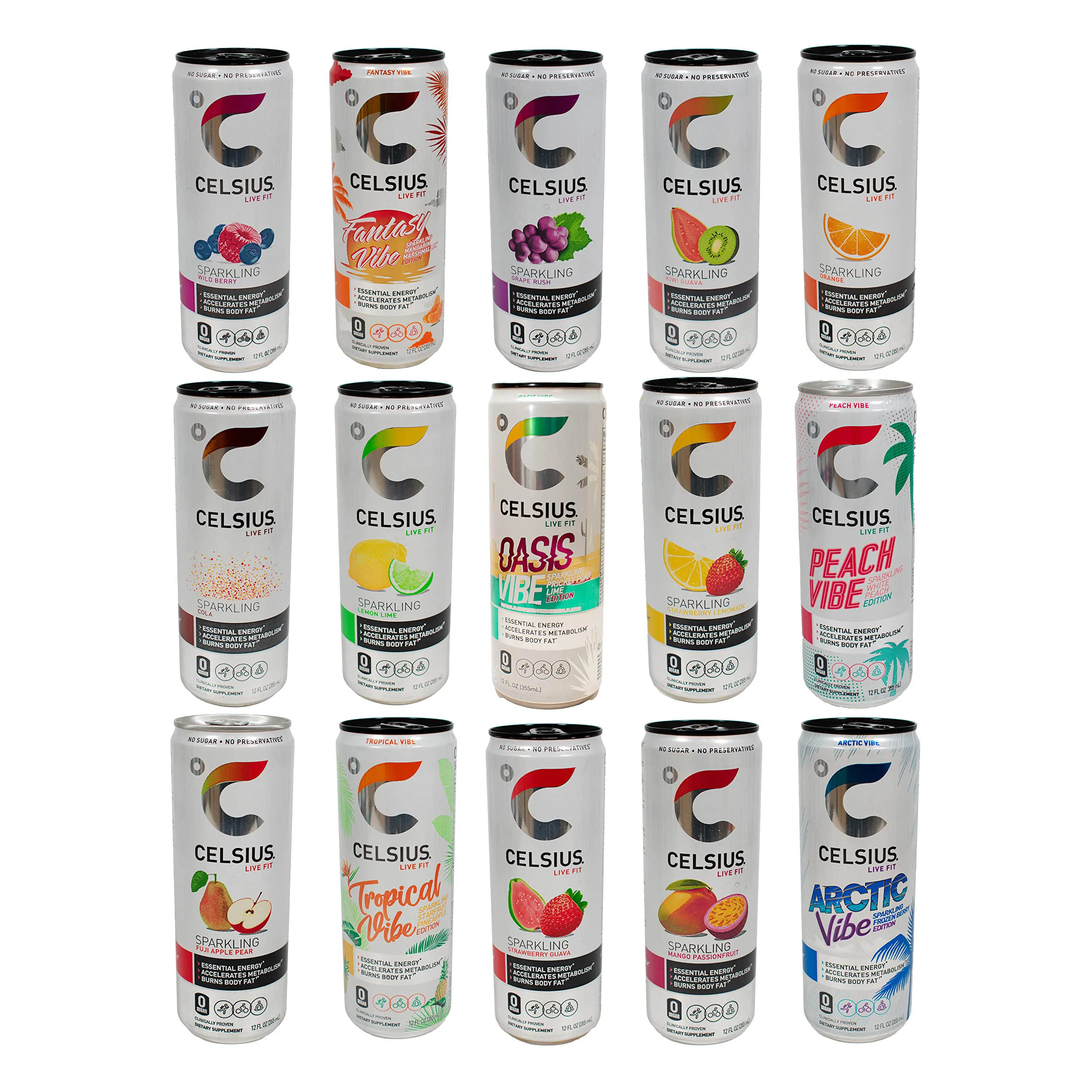 CELSIUS Assorted Flavors Official Variety Pack, Functional Essential Energy Drinks, 12 Fl Oz (Pack of 12)