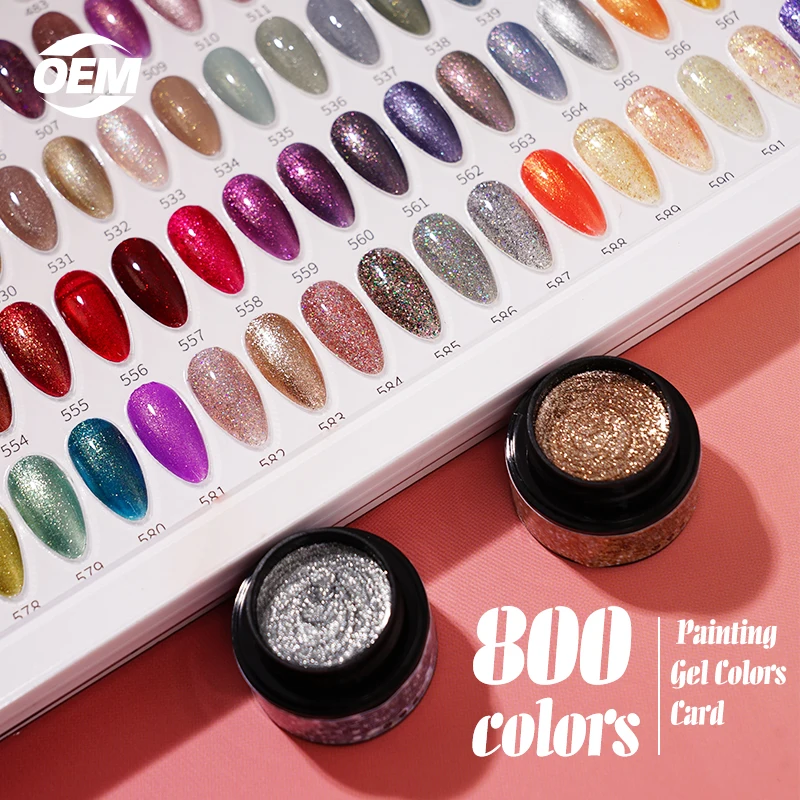 Wholesales R S Nail Painting Gel 800 Colors Card Msds Nail Gel Polish Hema Free Three Step Gel USA Art Painting Beauty Supplies