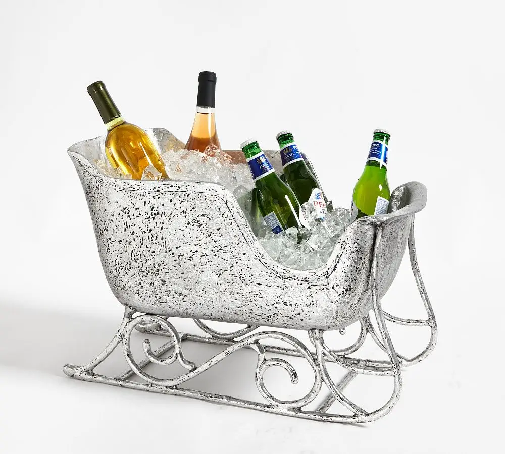 Santa Sleigh Ice Bucket Wine Cooler A Perfect Must Have Barware Collection Piece Holds Plenty Of Drinks For All Your Guests