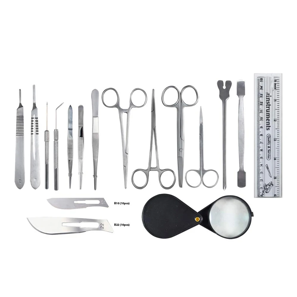Professional Surgery Kits 13 Pieces Stainless Steel Scissor Tweezer Scaler Forceps Student Suture Tanning Tool Set