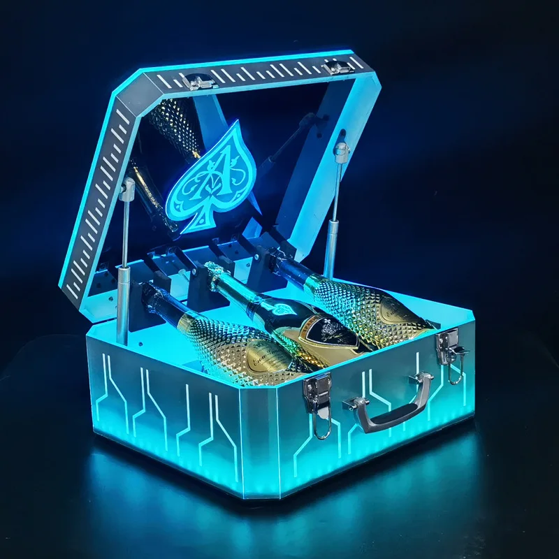 New Ace of Spades 3 bottles LED bottle presenter display VIP glorifier champagne box suitcase carry case for club bar lounge
