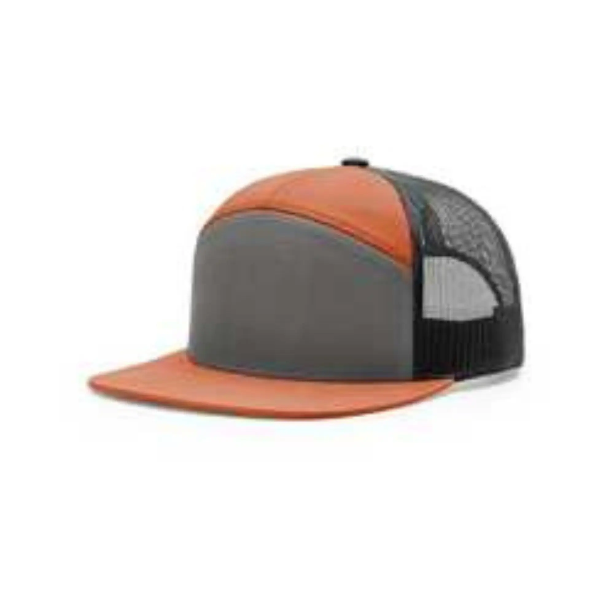 2024 High Quality Trucker Gorras Mesh Sport Caps Custom Blank Flat Brim Snapback Hat 7 Panel Trucker Hat for Men