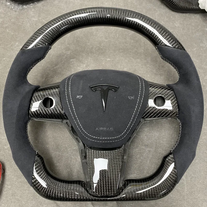 Рулевое колесо Tesla Model S X в клетку 2021 2022 круговое рулевое из углеродного волокна