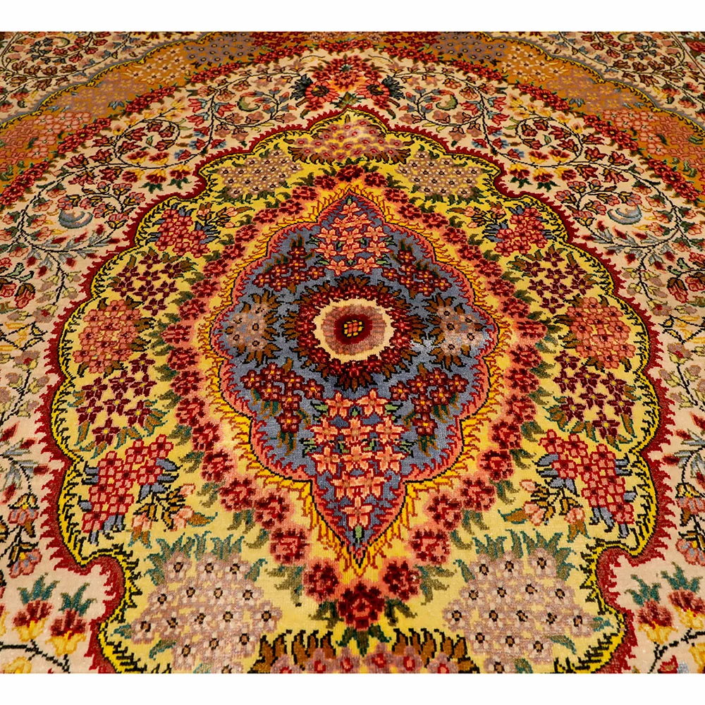 YUXIANG 4*6ft Exquisite handmade hand knotted silk rug All Over Tapestry Hand Knotted Area Rug Silk Persian Rug