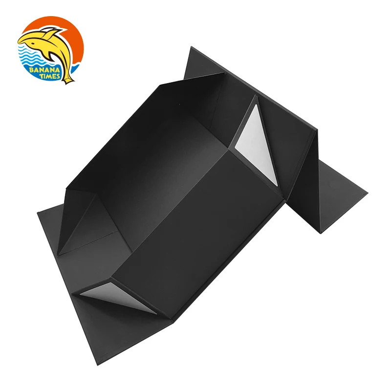Best quality wholesale Rigid Cardboard Folding Closure magnetic high-end Black UV Luxury printing paper gift box