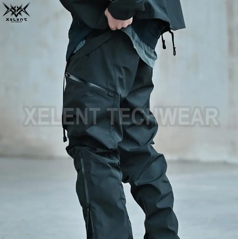 Techwear Cargo Pants with Patterned Multi-Flap Pockets Drawstring Joggers for Hip Hop Style Perfect for Autumn Outdoor Wear
