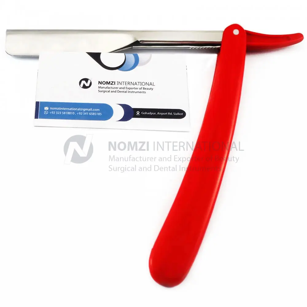 Top Quality Professional Stainless Steel Foldable Straight Edge Red Blue Black Plastic Handle Barber Shaving Razor For Men Women