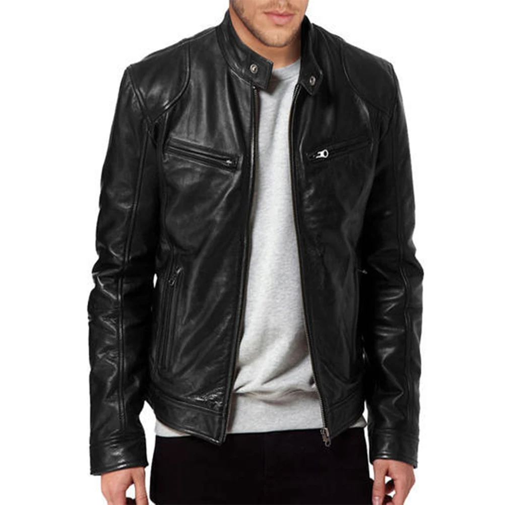 Jacket Leather for Mens Men Fashion Designs Boys Classic Biker Jacket Motorcycle Pu Faux Leather Jacket for Men