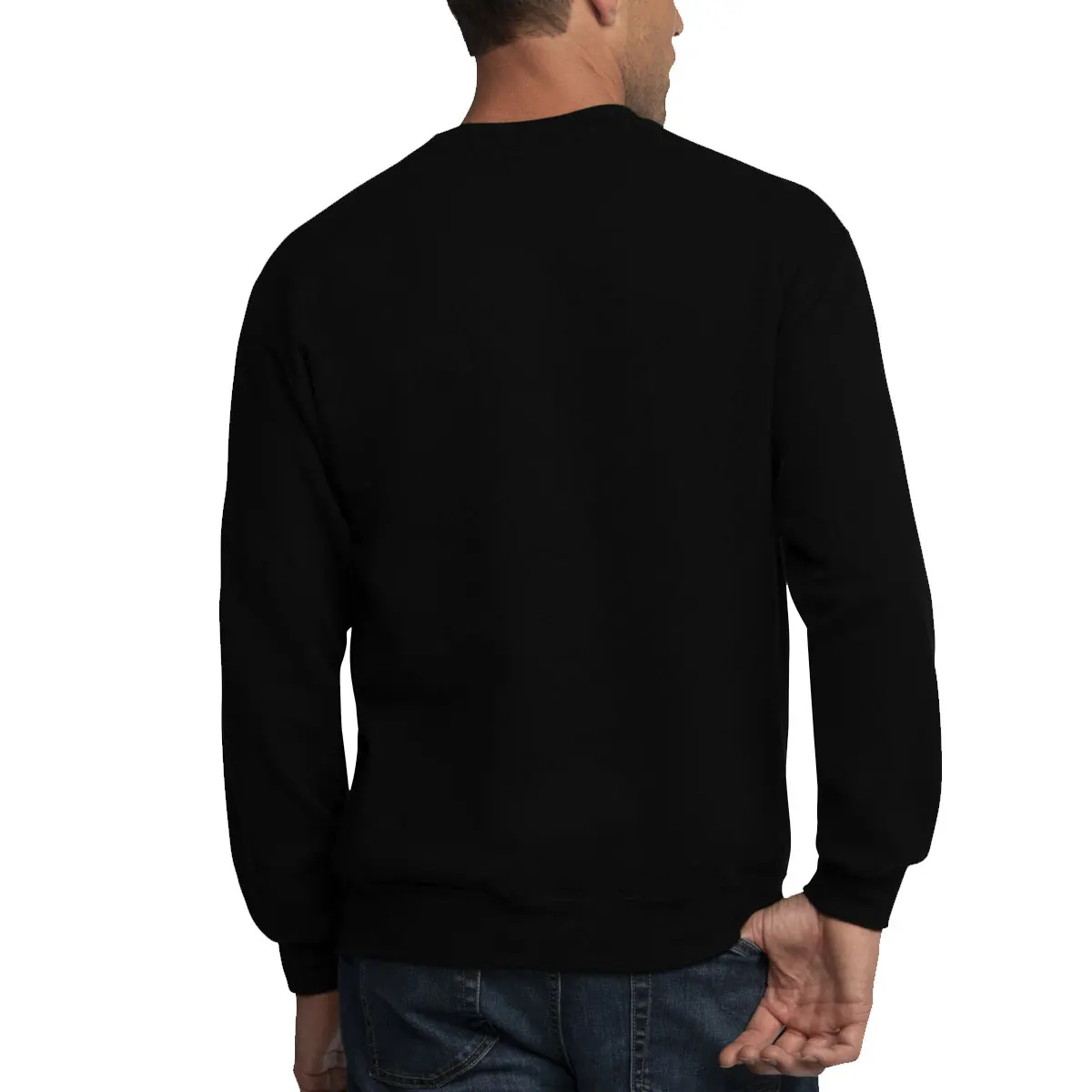 Round Neck Mens Sweatshirt Thermal Jet Black Soft Cotton Pullover Unisex Crewneck Sweatshirt Unisex Plain Sweatshirt