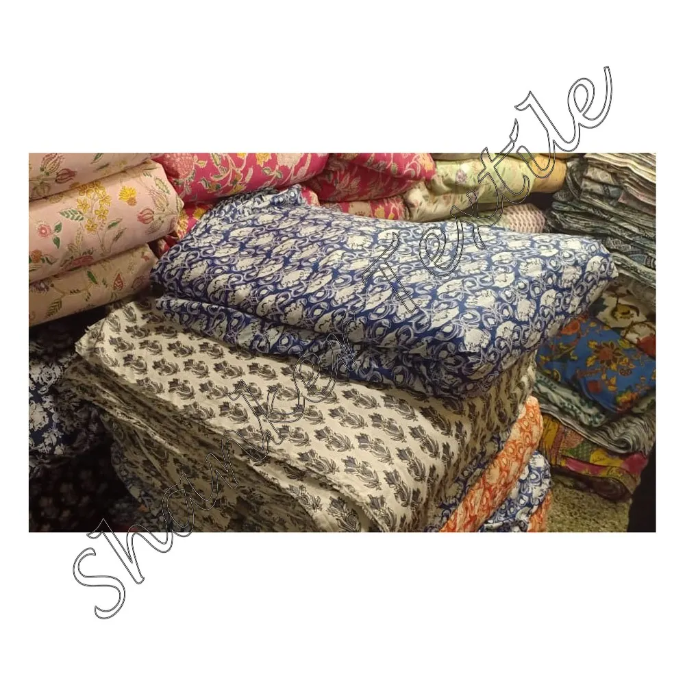 Cotton Voile Running Craft Dress Making Floral Clothing Wholesale Indian Hand Block Printed Fabric For Night Suit Kaftan Kimono