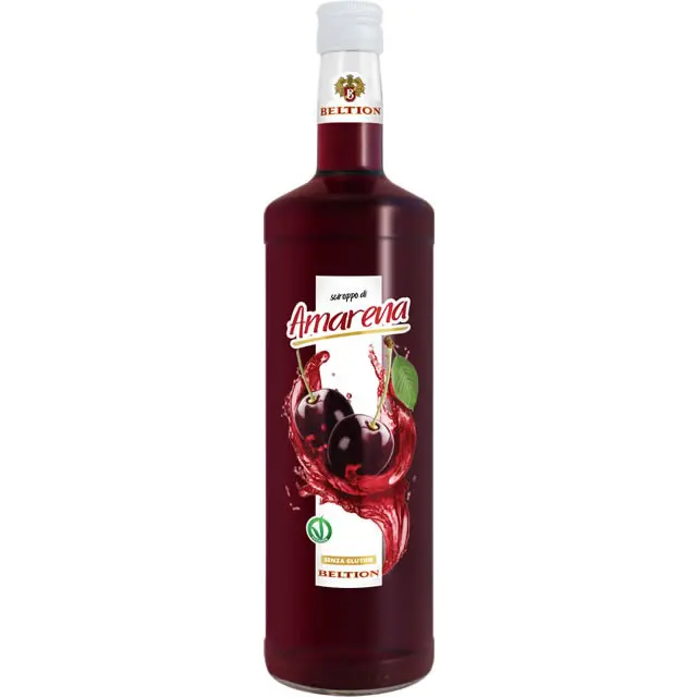 Premium Italian Black Cherry syrup1000 ml  VEGANOK certified to be diluted for drinks for cocktails or for topping