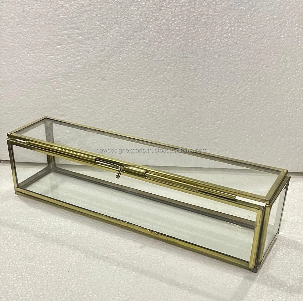 Metal Glass Scroll Letter Box for Invitation Jewellery Brass Gold